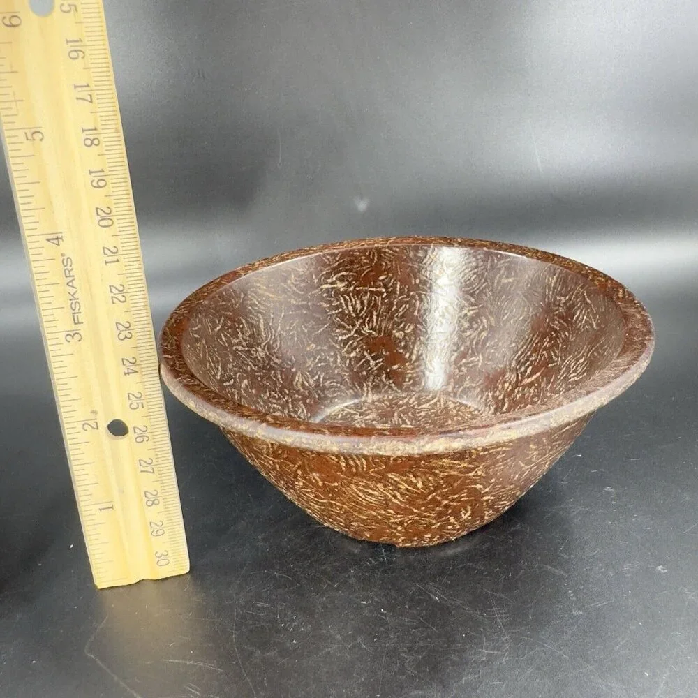 Vintage Permelite Melamine Faux‎ Wood USA Dish Bowl Marked On Bottom Set 2 Pcs